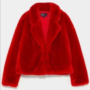 Zara Red Fur Coat